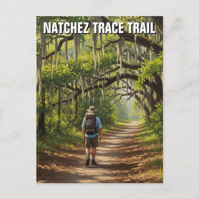 Hiker on Natchez Trace Trail Postcard (Front)
