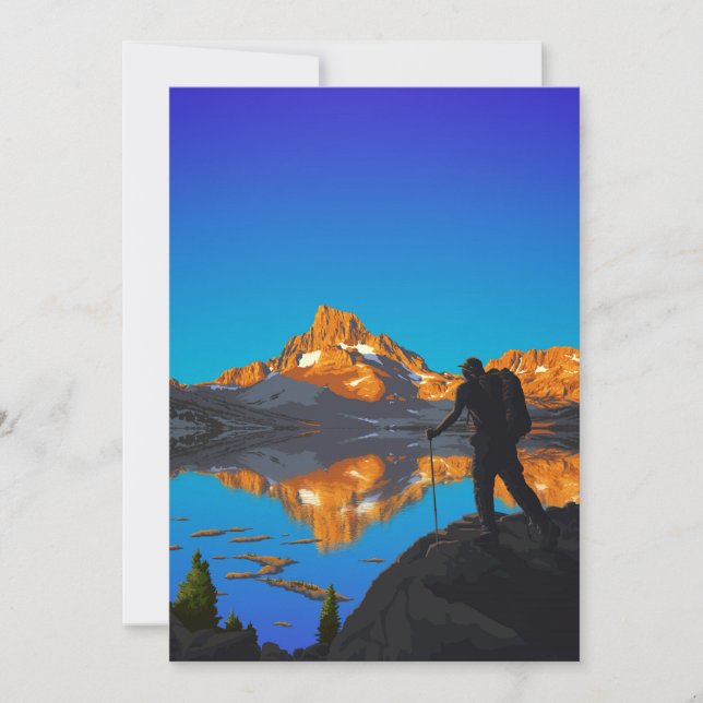 Hiker Overlooking Banner Peak - John Muir Trail Holiday Card (Front)