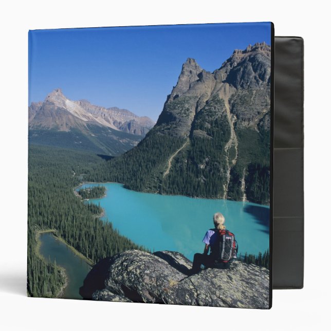 Hiker overlooking turquoise-colored Lake Binder (Front/Inside)