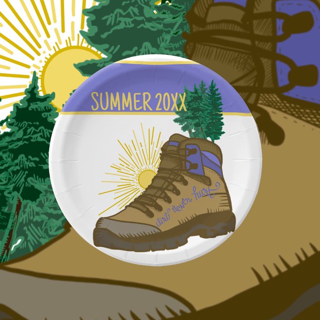 Hiker Personalized Camping Picnic Paper Plates (Creator Uploaded)