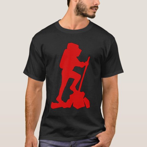 Hiker Silhouette Emblem Graphic Design Backpacker T_Shirt