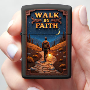 Hiker Starry Night Faith Frame Zippo Lighter