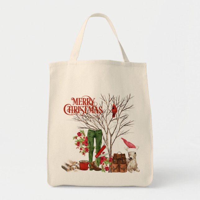 Hiker's Christmas Tote Bag with backpack (Front)