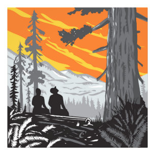 Hikers in Jedediah Smith Redwoods State Park WPA Photo Print