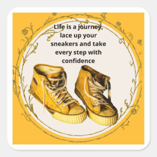 Hiker's sneakers square sticker
