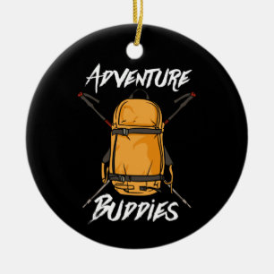 Hiking Adventure Buddies Couples Ceramic Ornament
