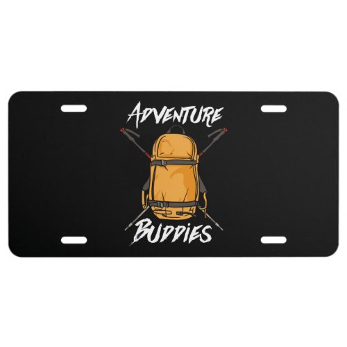 Hiking Adventure Buddies Couples License Plate