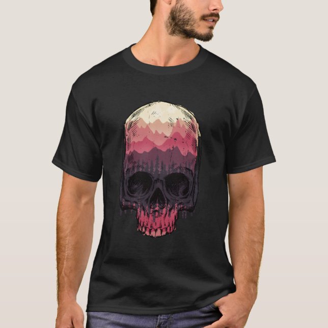 Hiking Alpinists Hiker Alps Skeleton Mountain Moun T-Shirt (Front)