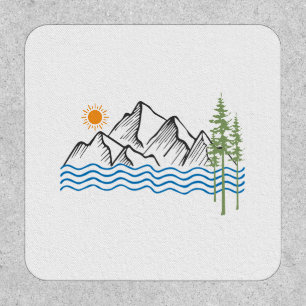 hiking and camping in mountains graphic patch