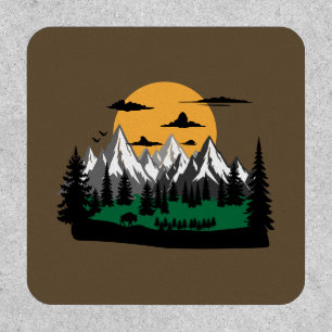 hiking and camping in mountains graphic patch