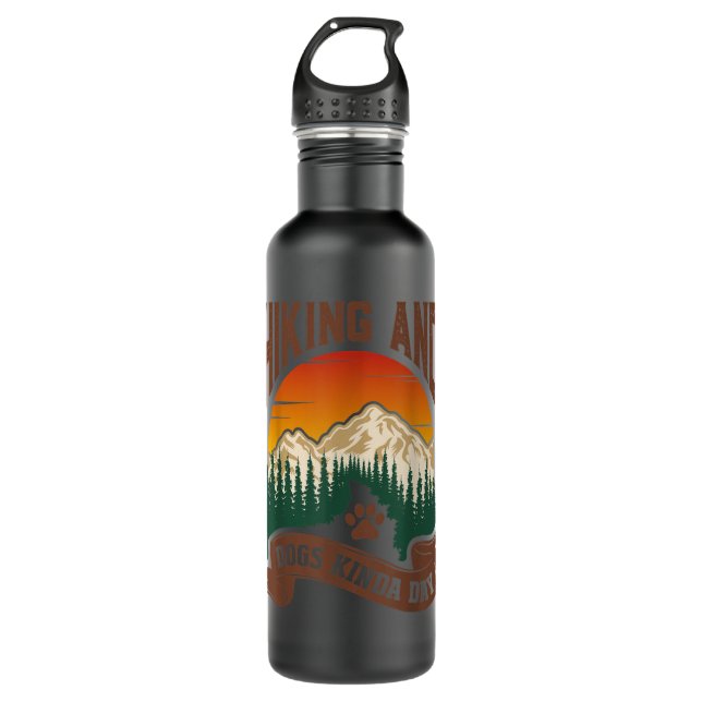 Hiking And Dogs Kinda Day, Rescue Dog Lover, Cute  Stainless Steel Water Bottle (Front)