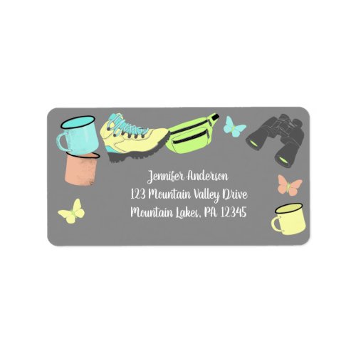 Hiking and Outdoor Gear Collage Return Address Label