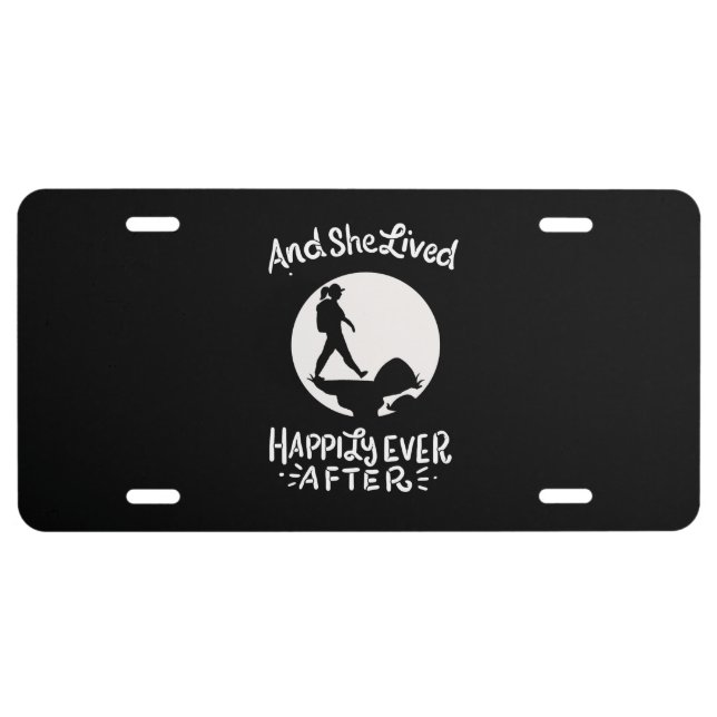 Hiking - And She Lived Happily Ever After License Plate (Front)