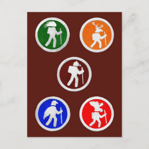 Hiking Animal Trail Markers Postcard