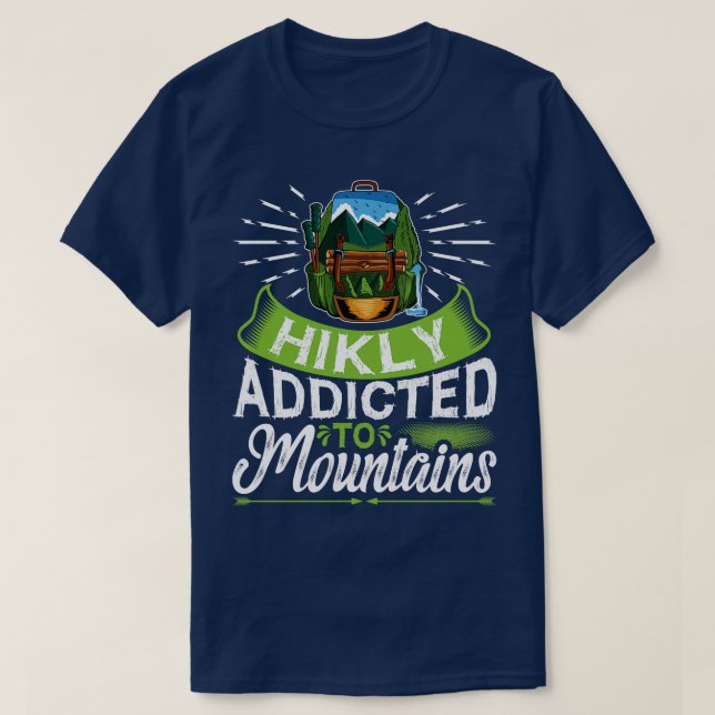 Hiking Backpack Mountain Nature Hiker T-Shirt (Design Front)