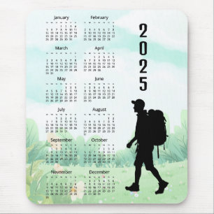 Hiking Backpacking Design 2025 Calendar Mouse Pad