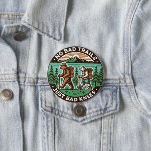 Hiking Bears With Backpacks No Bad Trails Button