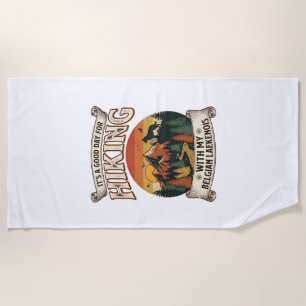 Hiking Belgian Laekenois Dog Mountain Sunset Fores Beach Towel