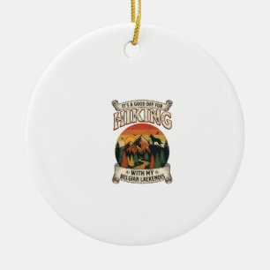 Hiking Belgian Laekenois Dog Mountain Sunset Fores Ceramic Ornament