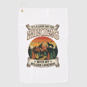 Hiking Belgian Laekenois Dog Mountain Sunset Fores Golf Towel