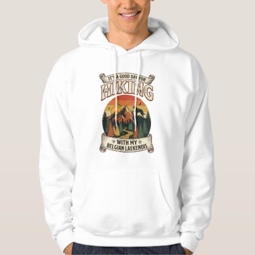 Hiking Belgian Laekenois Dog Mountain Sunset Fores Hoodie