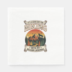 Hiking Belgian Laekenois Dog Mountain Sunset Fores Napkins