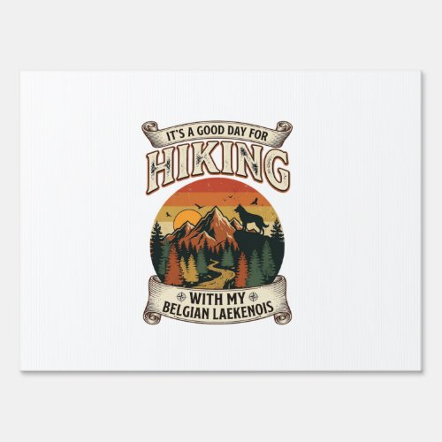 Hiking Belgian Laekenois Dog Mountain Sunset Fores Sign
