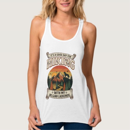Hiking Belgian Laekenois Dog Mountain Sunset Fores Tank Top