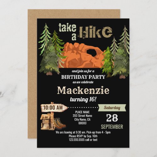 Hiking Birthday Party Invitation