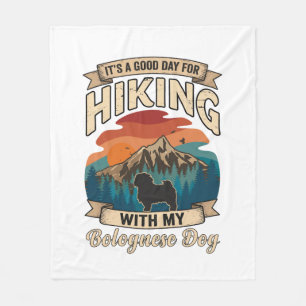 Hiking Bolognese Dog Mountains Sunset Fleece Blanket