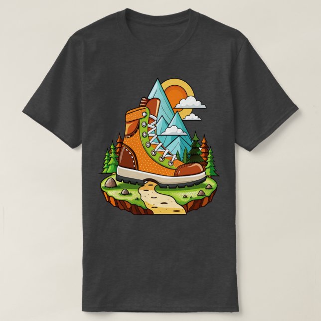 hiking boot minimalist T-Shirt (Design Front)