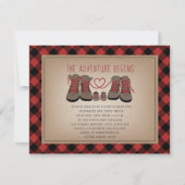 Hiking Boots Adventure Buffalo Plaid Baby Shower Invitation (Front)