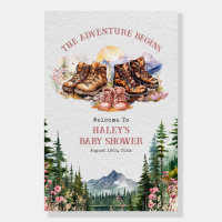 Hiking Boots Adventure Pink Girl Baby Shower