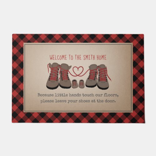 Hiking Boots Baby Shoes Remove Shoes Plaid Doormat