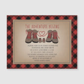 Hiking Boots Buffalo Plaid Adventure Baby Shower (Front)