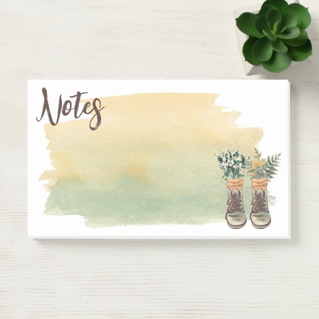 Hiking Boots & Wildflowers Post-it Notes (Office)