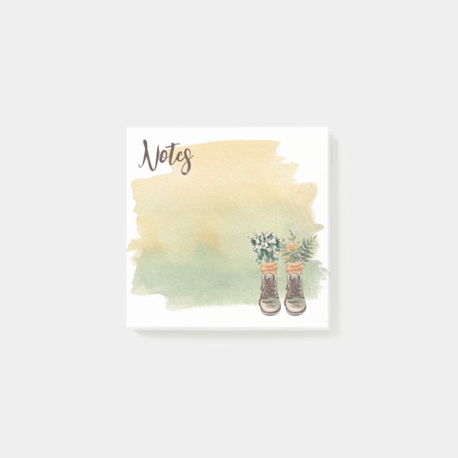 Hiking Boots & Wildflowers Post-it Notes (Front)