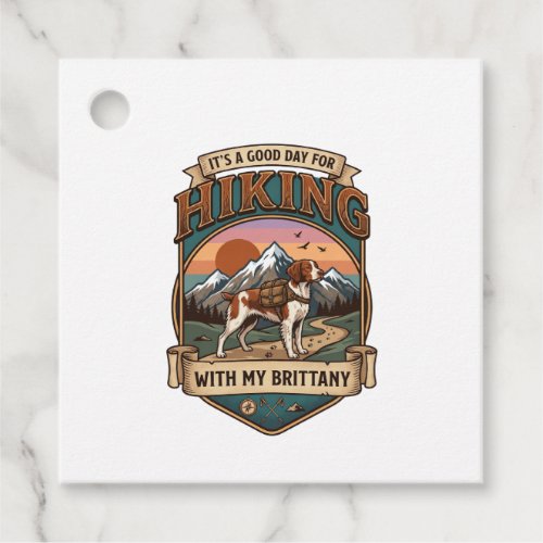 Hiking Brittany Dog Backpack Mountains Favor Tags