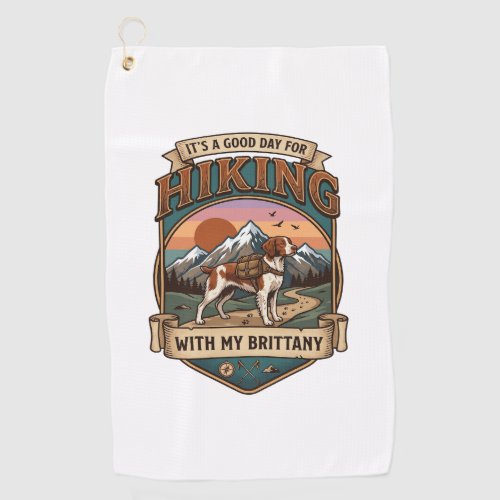 Hiking Brittany Dog Backpack Mountains Golf Towel