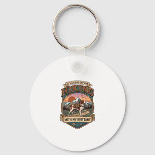 Hiking Brittany Dog Backpack Mountains Keychain