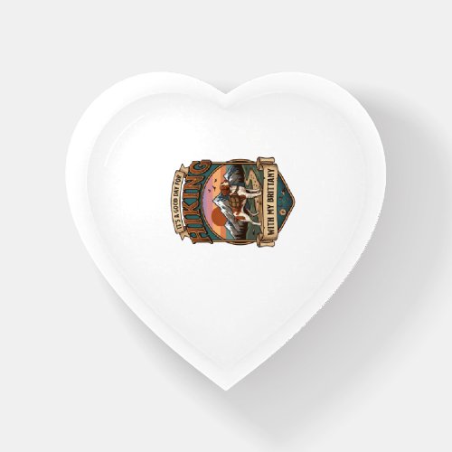 Hiking Brittany Dog Backpack Mountains Paperweight