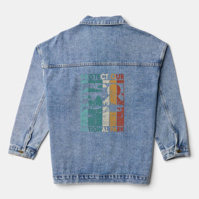 Hiking Camp Protect Our National Park  Denim Jacket (Back)