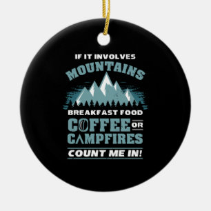 Hiking Camping Coffee Ceramic Ornament