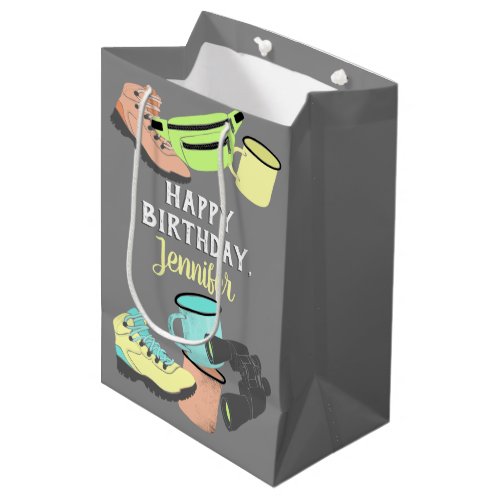 Hiking Camping Collage Personalized Medium Gift Bag
