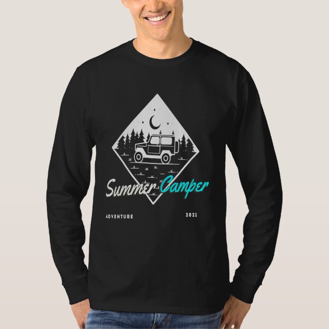 Hiking Camping Graphic Summer Camper hippie Vibes T-Shirt (Front)