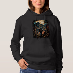 Hiking camping mountains sunset hiker retro 70s vi hoodie