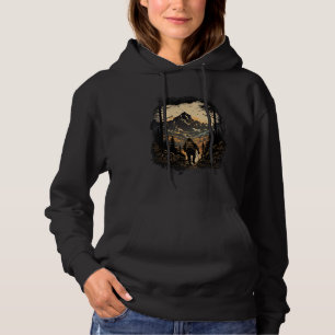 Hiking camping mountains sunset hiker retro 70s vi hoodie