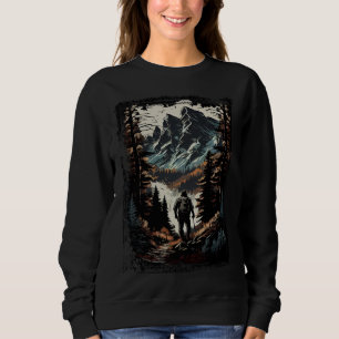 Hiking camping mountains sunset hiker retro 70s vi sweatshirt