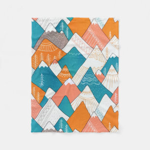 Hiking Camping World Travel Mountain Peaks Fleece Blanket