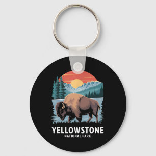 Hiking Camping Yellowstone National Park Wildlife  Keychain